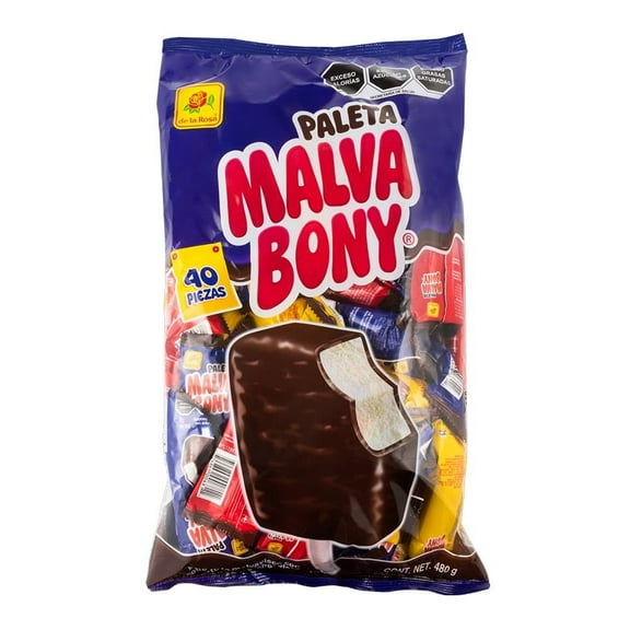 Paleta de malvavisco De la Rosa Malva Bony con cobertura sabor chocolate 480 g