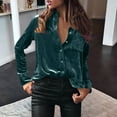 thumbnail image 2 of Beach Vacation Clothes for Women, Women'S Tops, Stylish Women's Casual Winter Blouse Velvet Long Sleeve Button Down Elegant Pocket Top for Everyday Wear, 2 of 5