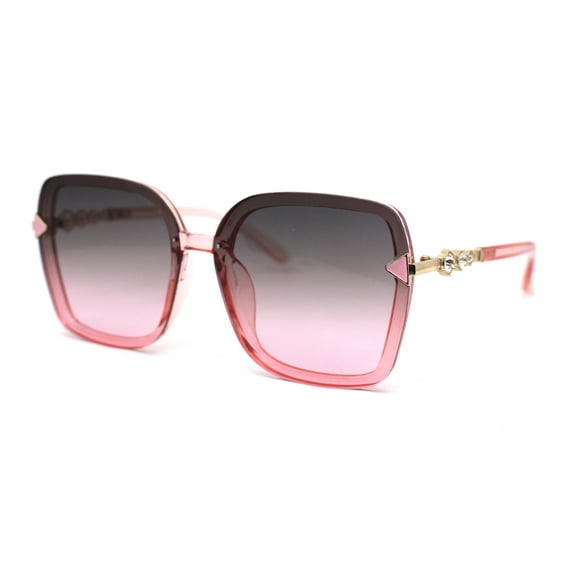 Womens Rhinestone Jewelry Rimless Butterfly Designer Sunglasses Pink - Pink Smoke