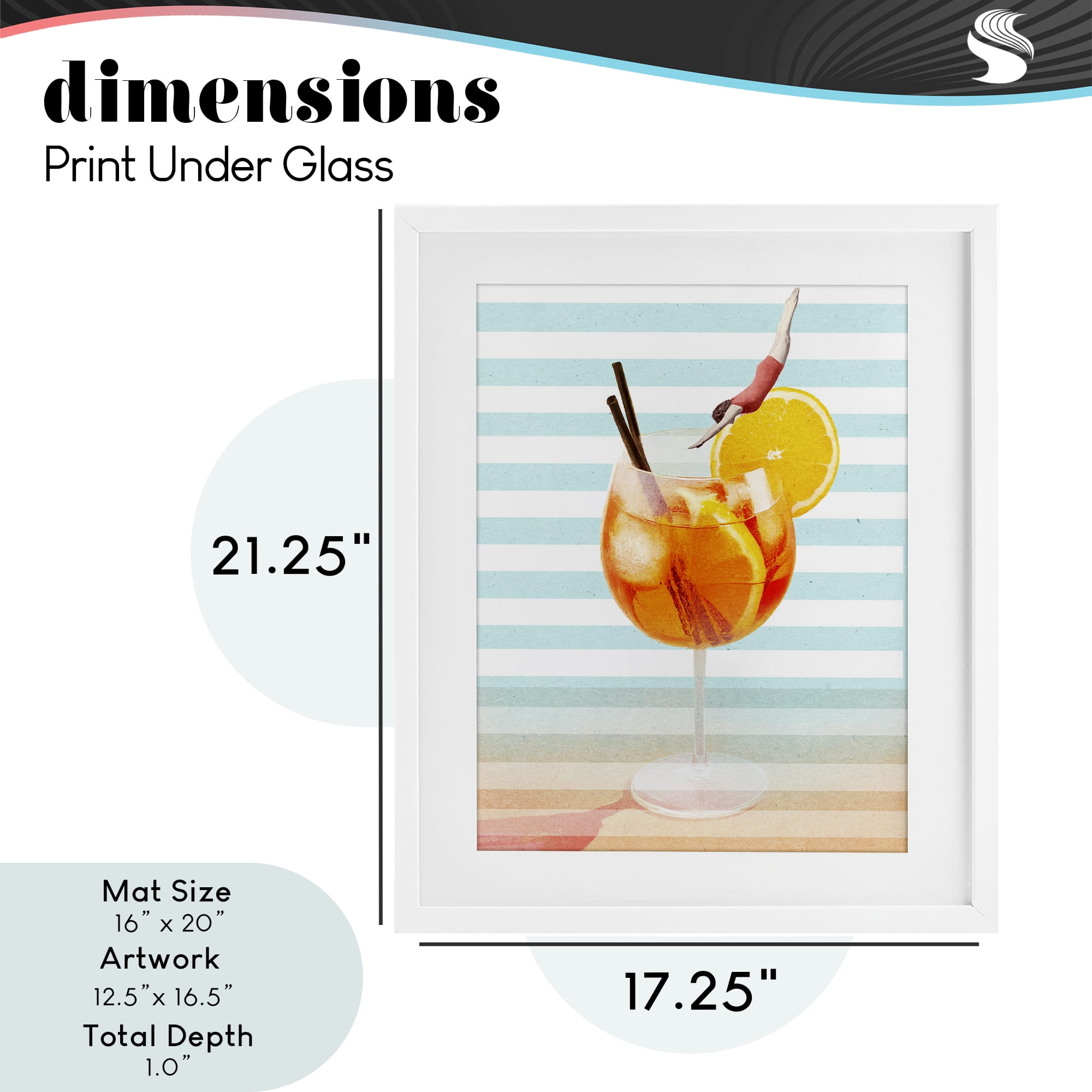 Spritz Cocktail Dive White Framed Print Under Glass, design by Lil' Rue
