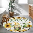 thumbnail image 3 of Round Rugs 4 Ft, Spring Gnomes Non Slip Area Rugs for Kitchen Bedroom Entryway, Botanical Yellow Flowers Leaves Wooden Plank Washable Carpet Runner Rug Floor Mats for Bedroom Home Decor, 3 of 8
