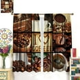 thumbnail image 3 of Coffee Kitchen Curtains - Rustic Retro Latte Bean Drink Pattern - Modern Cafe Decor - 42x54 Inches - 2 Panels, 3 of 6