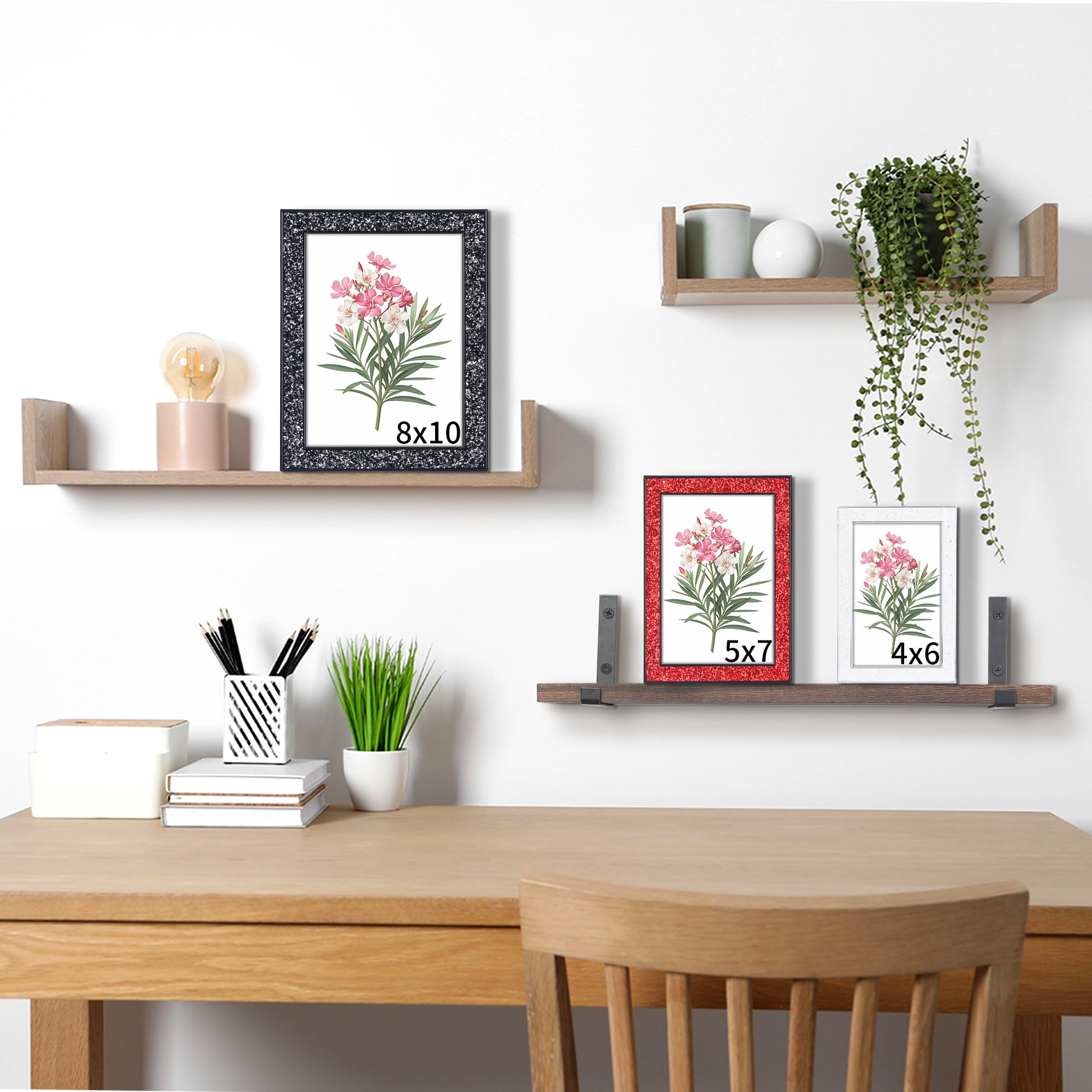 Unique Bargains Picture Frames for Photo and Poster Beautiful Metal Frames Red 4x6"