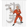 thumbnail image 3 of Kung Fu Shower Curtain, Martial Art Exercises in Traditional Clothes on Sign, Fabric Bathroom Set with Hooks, 69W X 70L Inches, Burnt Orange Pale Grey Peach Dark Grey, by Ambesonne, 3 of 3