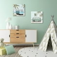 thumbnail image 2 of Ocean Beach Theme Wall Art Decor Coastal Tropical Palm Trees Cute Vintage Van Canvas Prints Poster for Living Room Bedroom Bathroom Decoration (Blue set, 12" x 12" x 2), 2 of 5