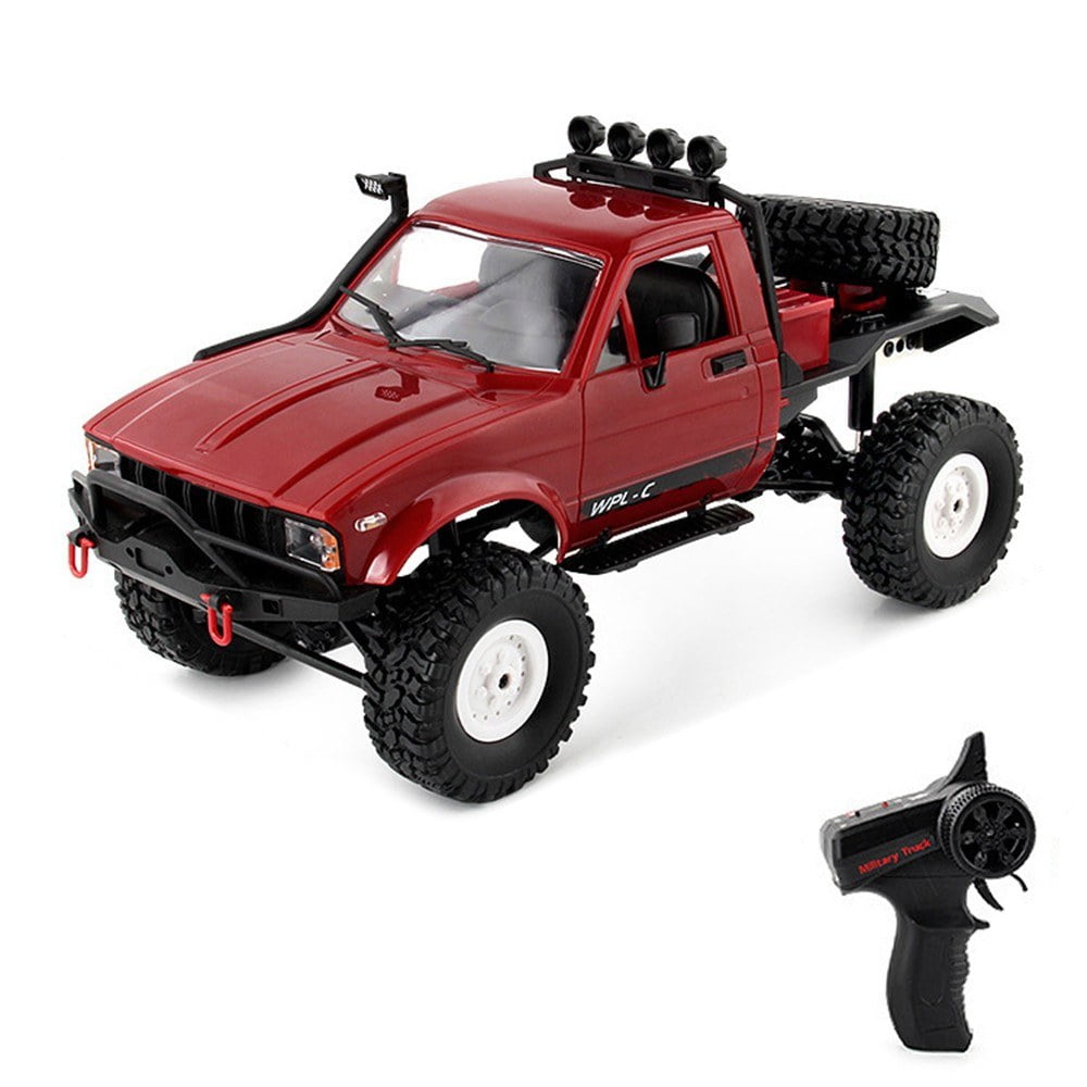 WPL 1/16 Remote Control Military Truck 4WD Off-road Climbing Car with LED Lights