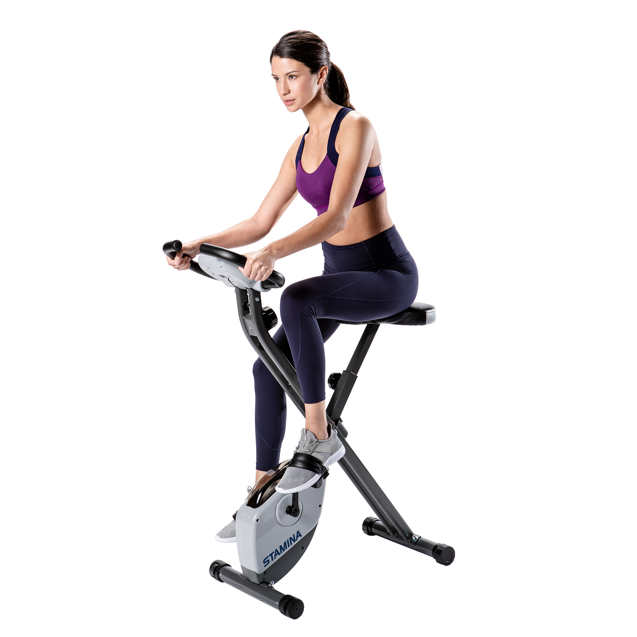 Stamina Folding Cardio Upright Exercise Bike with Heart Rate Sensors and Extra Wide Padded Seat - image 2 of 8