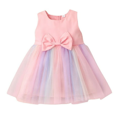 

Toddler Girls Sundress Dress Party Dress Dress Bow Mesh Skirt For Kids Clothes