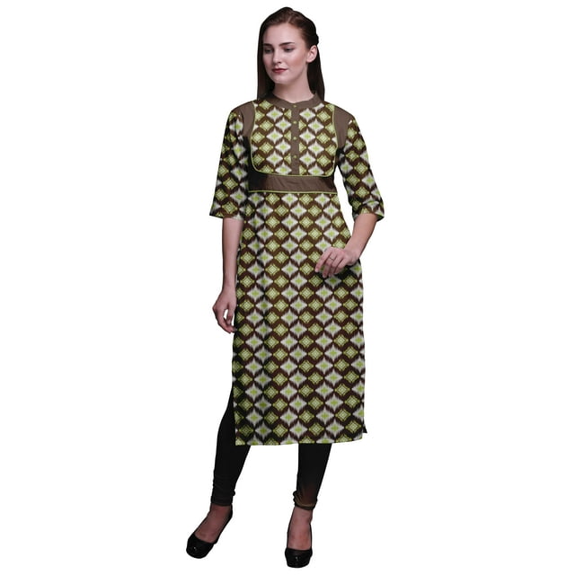 Bimba Robe Tunique Droite en Viscose Imprimée Style Santoon pour Femmes Vêtements Indiens