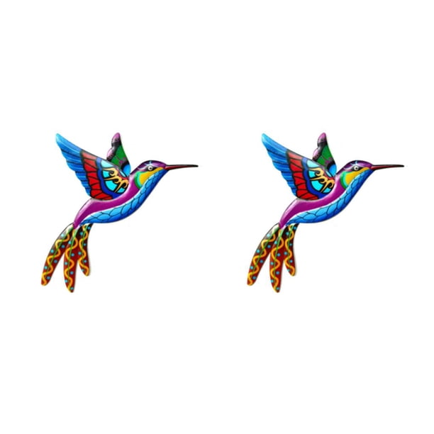 Naiovety Colgador colgante de colibrí de hierro forjado, colgador de decoración Universal para el hogar, arte de dormitorio, pájaros Azul 2Conjunto