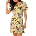thumbnail image 2 of Fotbe Bright Birds Bata de Dormir para Mujer con Estampado, Camisón de Algodón de Manga Corta, Ropa de Dormir Casual, 2 of 6