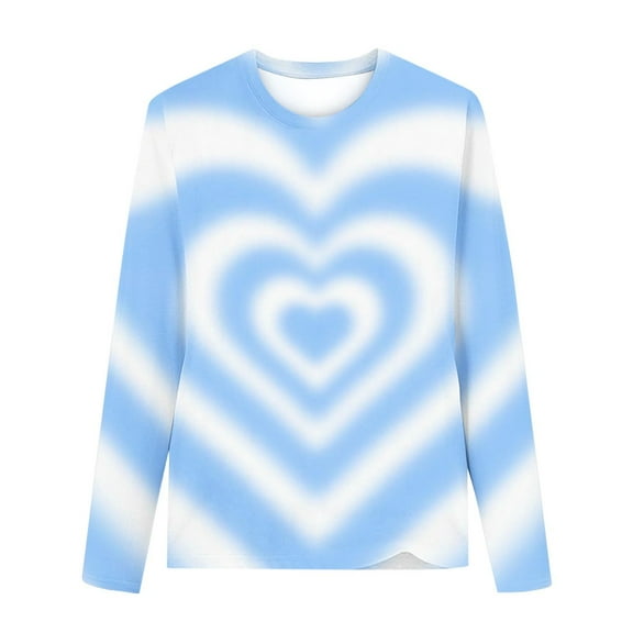 Toddler Girls Long Sleeve Shirt Kids Tie Dye Heart Graphic Tshirts Clothes Cute Valentine's Day Tops T-Shirt 3-14 Years