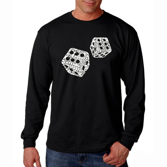 LA Pop Art Men's Word Art Long Sleeve T-shirt - DIFFERENT ROLLS THROWN IN THE GAME OF CRAPS