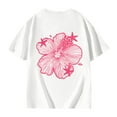 thumbnail image 5 of MIXUE Juniors Girls Tops & T-Shirts Summer Floral Print Round Neck Short Sleeve Casual Comfortable Pullover Tee Shirts Streetwear,White,13-14 Years, 5 of 6