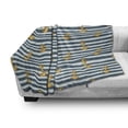 thumbnail image 3 of Harbour Stripe Soft Flannel Fleece Throw Blanket, Old Style Nautical Fashion Anchors Forms Coast Theme, Cozy Plush for Indoor and Outdoor Use, 60" x 80", Earth Yellow Slate Blue, by Ambesonne, 3 of 6
