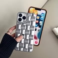thumbnail image 3 of Compatible with iPhone 12 Pro Max Case for Women Girls,Cute 3D Cube Weave Pattern Raised Bumper Corners Case for iPhone 12 Pro Max Soft Matte Silicone Shockproof Cover Case-Elegant Sliver, 3 of 13