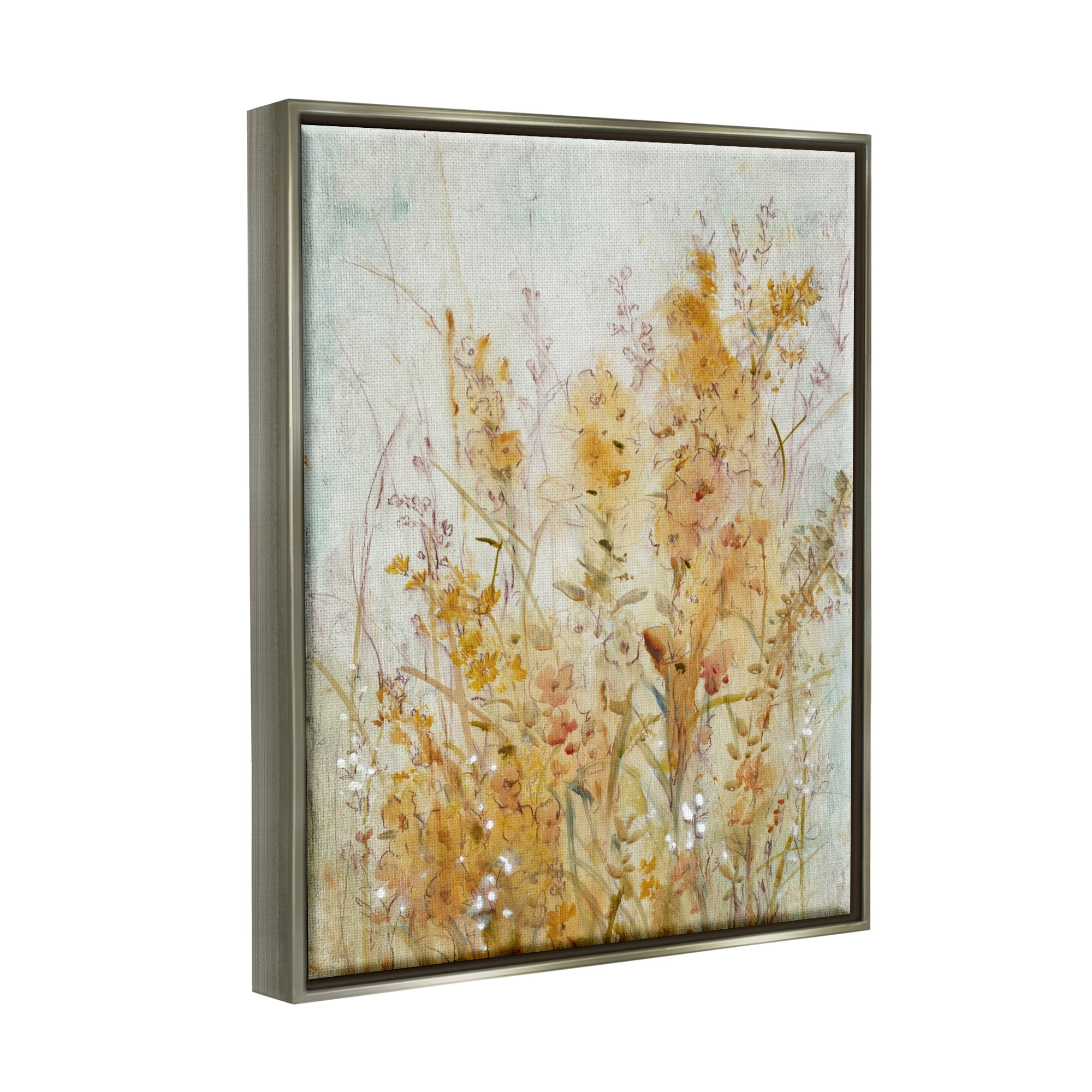 Stupell Industries Botanical Blooms Abstraction Botanical & Floral Painting Gray Floater Framed Art Print Wall Art