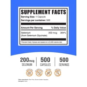 BulkSupplements Selenium Glycinate Capsules - 200mcg of Selenium per Serving (500 Capsules - 500 Servings)