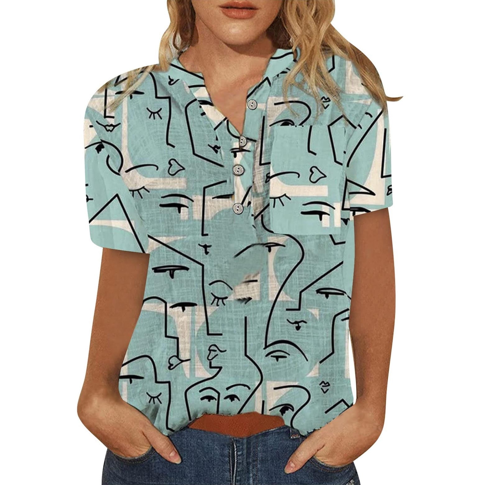 Crewneck Blouse Womens Summer Tops 