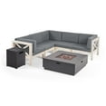thumbnail image 2 of Noble House Culatra 5 Seater Sectional Sofa Set & Fire Pit Weathered/Dark Gray, 2 of 9