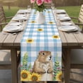 thumbnail image 4 of Groundhog Day Table Runner - 90 Inch Long Blue Plaid Sunflower Spring Floral Cotton and Linen Blended Dress Scarves Farmhouse Table Runner for Kitchen Dining, Coffee Table, 13" x 90", 4 of 8