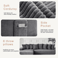 thumbnail image 6 of 110" L Shaped Modular Sectional Couch with Reversible Chaise, 3-in-1Memory Foam Boneless Couch for Living Room,Corduroy Folding Floor Cloud Couch Bed (Left Facing Sofa), 6 of 8