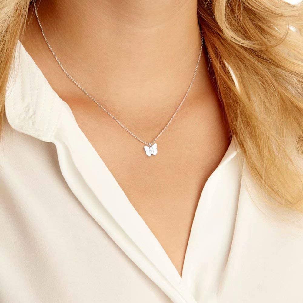 Dainty 14K Gold Filled Handmade Personalized Letter Butterfly Choker Necklaces for Women Girls Jewelry Gifts Turandoss Initial Butterfly Necklaces for Girls 