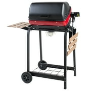 Americana Portable Electric Cart Grill with Two Folding Tables, Red