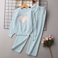 thumbnail image 6 of Oiangi Girls Fall Clothes Outfits Lounge Knit Sets Crewneck Sweater and Pant for Cold Weather Light Blue 7-8Years, 6 of 9