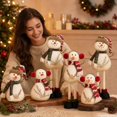 thumbnail image 4 of Vintage Snowman Figurine with Knit Hat and Plaid Scarf, Rustic Farmhouse Christmas Decor for Home Table Shelf, Holiday Party Decorations,, 4 of 4