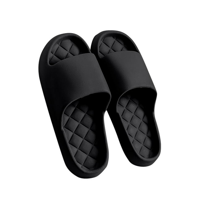 Mens and Womens Home Slippers Simplicity Solid Color Quick Drying Soft Sole Comfortable Non-Slip Indoor and Outdoor EVA Slippers Black-05