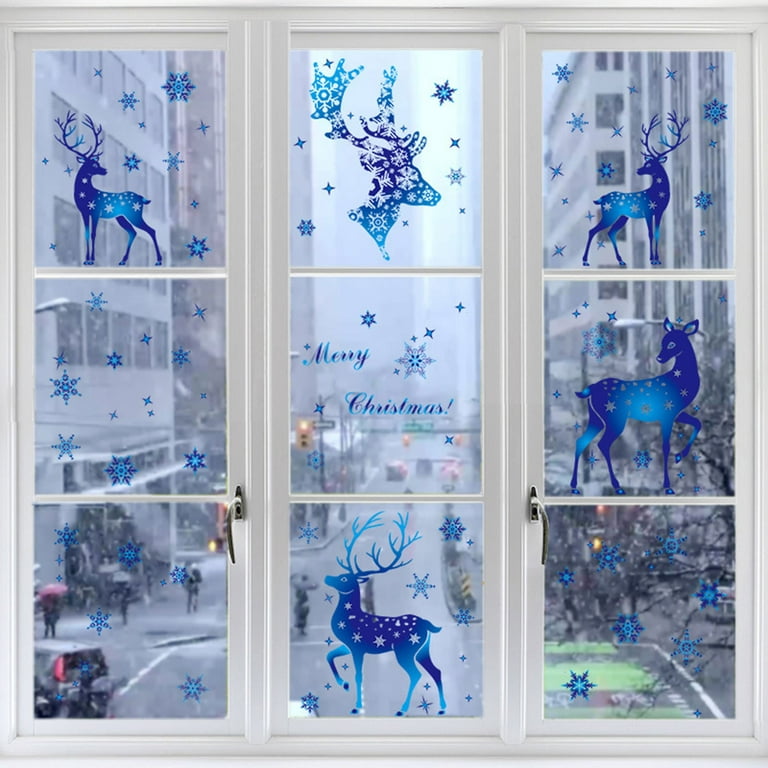 Wangxldd Christmas Window Clings Glass Stickers Static Double-Side  Removable Window Sticker For Home Kids Rooms Xmas Stickers