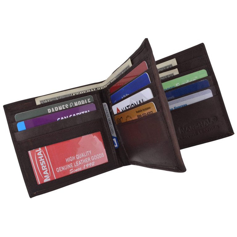 Hipster Genuine Leather Bifold Middle ID Flap Wallet 1501