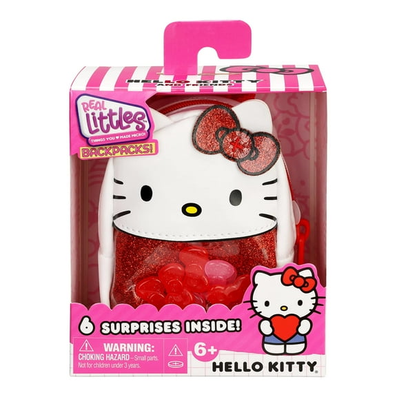 Real Littles Women's Micro Backpack with Accessories, Hello Kitty Red and White