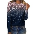thumbnail image 2 of GaThRRgYP Plus Size Tops for Women,Womens Tops Summer,Women's Printed Round Neck Pullover Long Sleeved Casual Women's Tops, 2 of 4