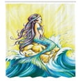 thumbnail image 3 of Ambesonne Mermaid Shower Curtain, Fantasy Woman on Rock, 69"Wx84"L, Yellow Blue Purple, 3 of 3