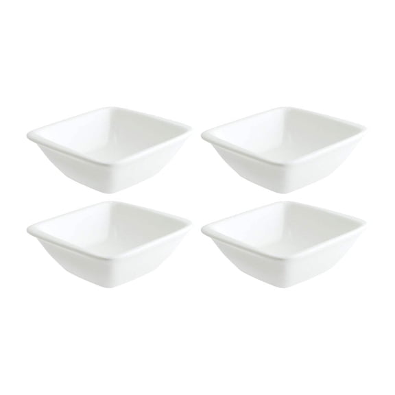 Moove 3.5" x 3.5" x h:1.25" 1 oz. Square Warm White Porcelain Ramekin (Set of 4)
