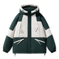 thumbnail image 4 of Male Quilted Jacket Winter Unisex Color Block Hooded Thickened Padded Jacket With Zip Outdoor Long Sleeve Coat Casual Transition Jacket Winter Wadded Jacket, 4 of 5