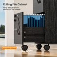 thumbnail image 6 of XPOPR 3-Drawer File Cabinet with Lock, Wood Rolling Filing Cabinets for Home Office, Mobile Printer Stand, Under Desk File Organizer for Letter Sized Files, (Caster Included), Classic Black, 6 of 10