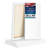 U.S. Art Supply 18 x 48 inch Stretched Canvas 12-Ounce Primed 6-Pack - Professional White Blank 3/4" Profile Heavy-Weight Gesso Acid Free Bulk Pack - Painting, Acrylic Pouring, Oil Paint