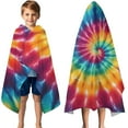 thumbnail image 3 of Colorful Tie Dye Spiral Pattern Hooded Bath Towel，50"x30" for Ages 3 To 12 Kids, Quick Dry Lightweight Soft Microfiber Hood Beach Towel Cover Up for Kids, 3 of 7