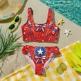 thumbnail image 5 of Swimsuit for Kids Girls Size 7-8 Two Piece Sets Swimming Patriotic Beach Vacation American Flag Floral Print Girls Bikini Summer Sleeveless Girls Fashion Swimsuits Swimwear Vermilion 7-8 Years, 5 of 8