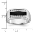 thumbnail image 2 of Auriga Fine Jewelry 14K White Gold Men's Polished and Satin Onyx and 1/6 Carat Diamond Ring, 2 of 4