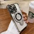 thumbnail image 1 of Luxury Plating Shockproof Magnetic Bracket Case For iPhone 15 16 11 12 13 14 Pro Max Plus For Magsafe With Holder Stand Cover Silver For iphone11Pro, 1 of 6