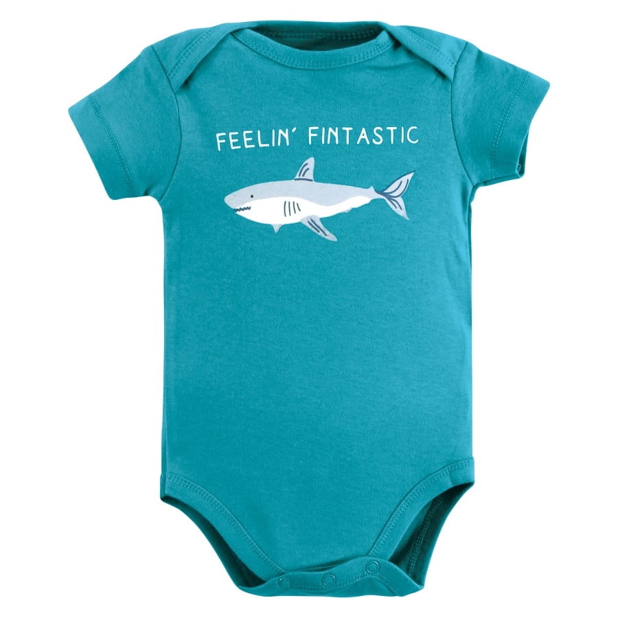 Touched by Nature Infant Boy Organic Cotton Bodysuits, Mystic Sea, Preemie