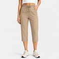 thumbnail image 2 of Tqcoqu Women's Drawstring Waist Capri Pants with Pockets,Straight Leg Elastic Summer Casual Pants,Beige Women's S-XXXL, 2 of 9