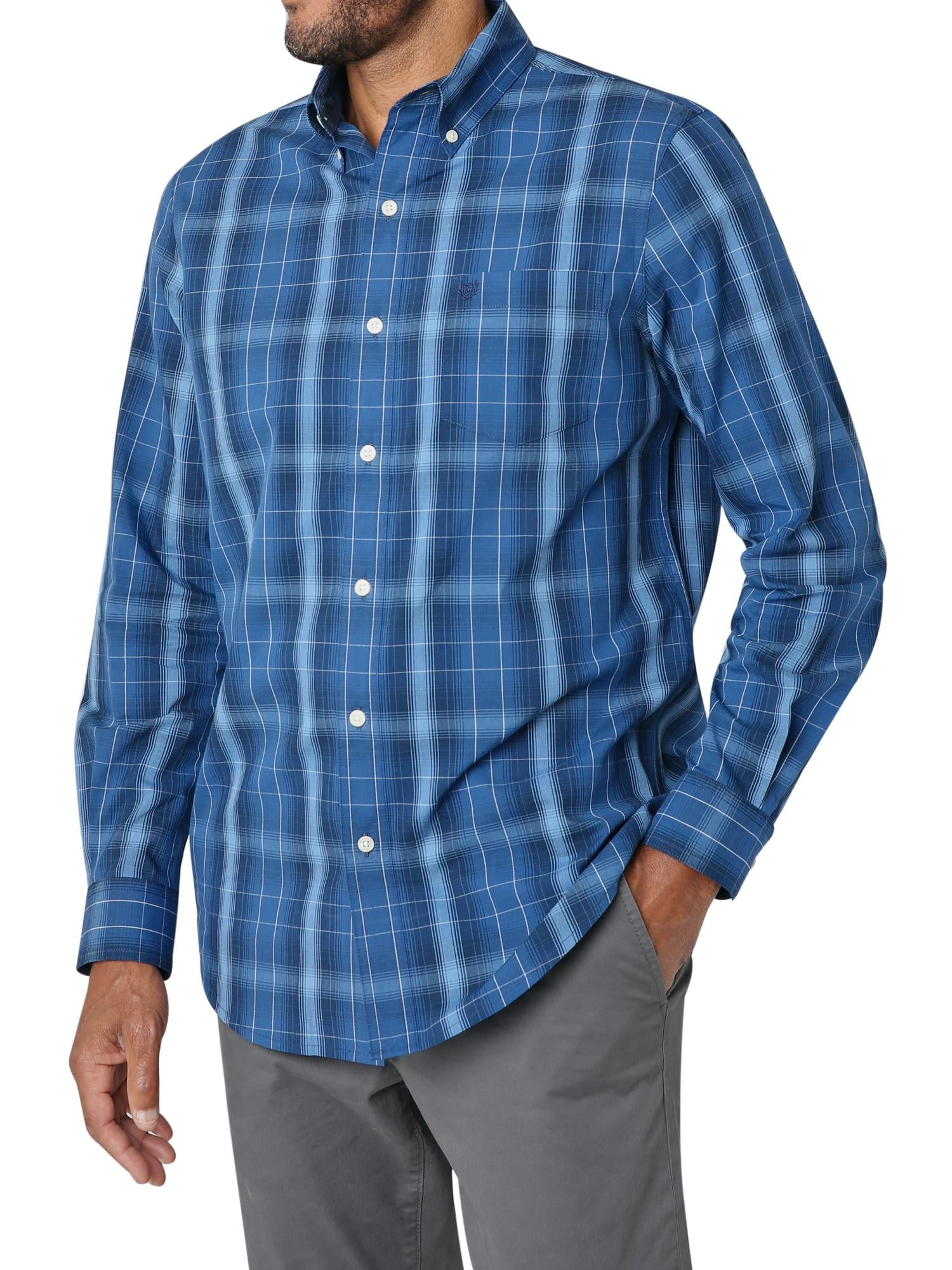 Chaps Men's Long Sleeve Sustainable Easy Care Woven Shirt -Sizes XS up to 4XB