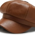 thumbnail image 4 of CoCopeaunts Beret for Men Women PU Octagonal Winter Warm Leather Newsboy Cap Female Korean Windproof Retro Artist Painter Hat, 4 of 8