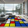 thumbnail image 2 of ODIKA 8'x10' Washable Area Rug Composition Modernist Interlocking Abstract Geometric Layout for King Size Bedroom Under Bed, Master Suite, Non-Shedding, Easy Care, 2 of 7