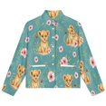 thumbnail image 4 of Jackets for Women Winter Coat Jackets Flannel Stand Collar Jacket(Cute Lion Cubs Floral Print,Size:S-4XL), 4 of 7